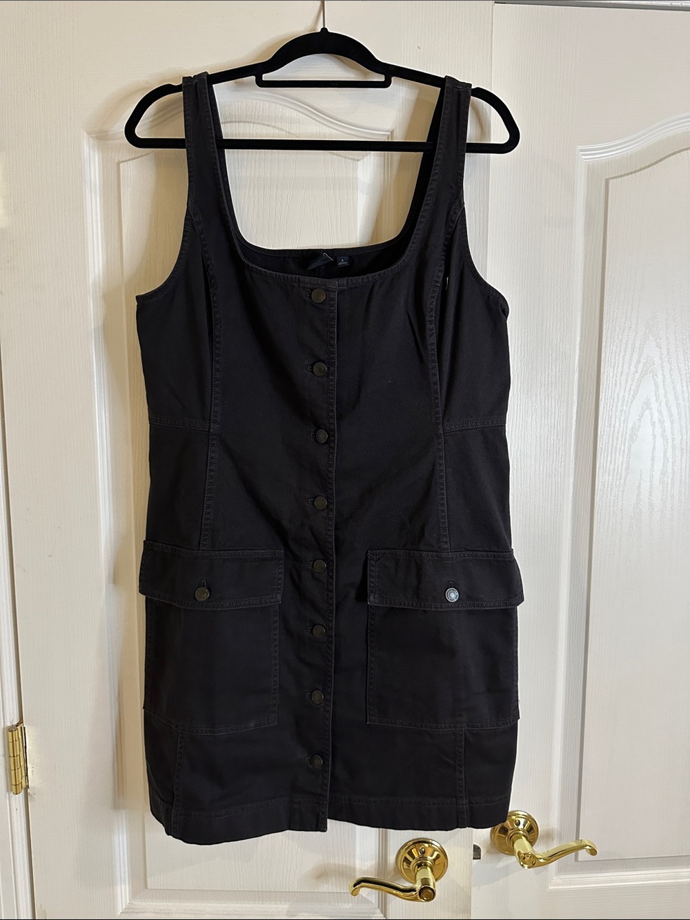 GAP Black Button-Front Utility Dress